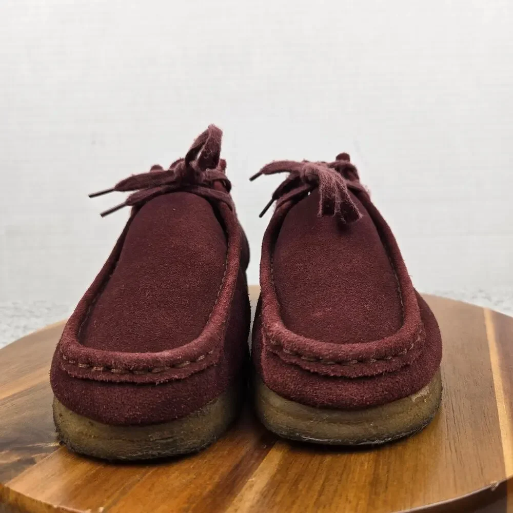 Clarks Original Mens 8M Wallabee Burgundy Suede Casual Lifestyle Chukka Boots
